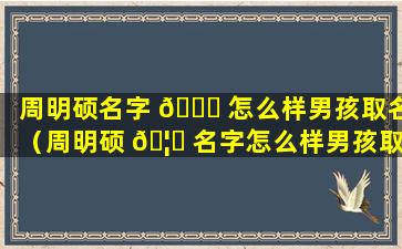 周明硕名字 🍀 怎么样男孩取名（周明硕 🦉 名字怎么样男孩取名好吗）